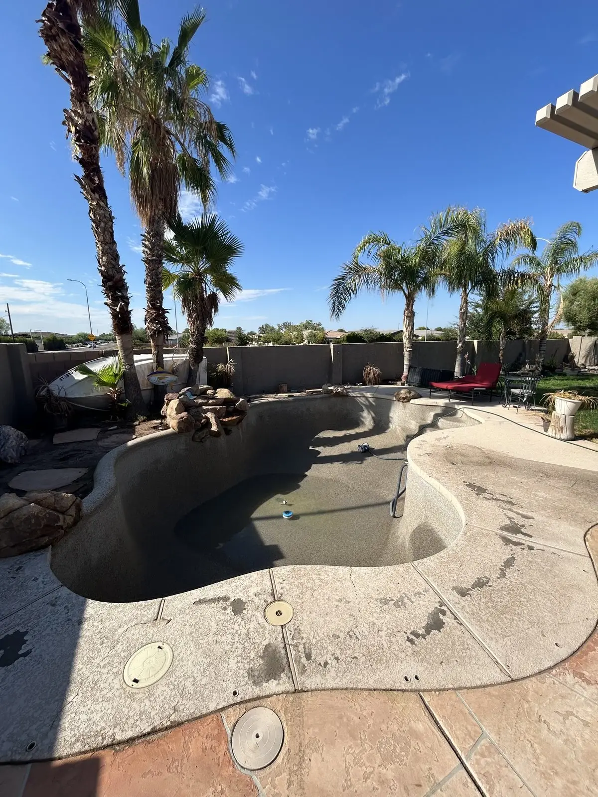 Drained pool after a professional acid wash in Gilbert, AZ