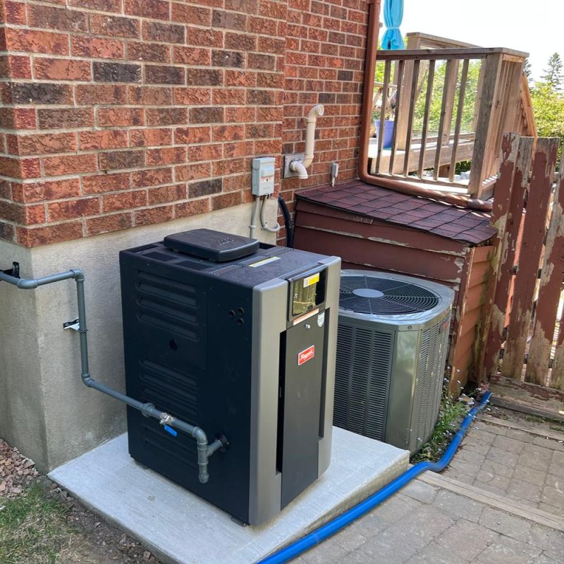 Pool heater installation in Gilbert, AZ - new pool heat pump installed by Blue Lagoon Pool Management