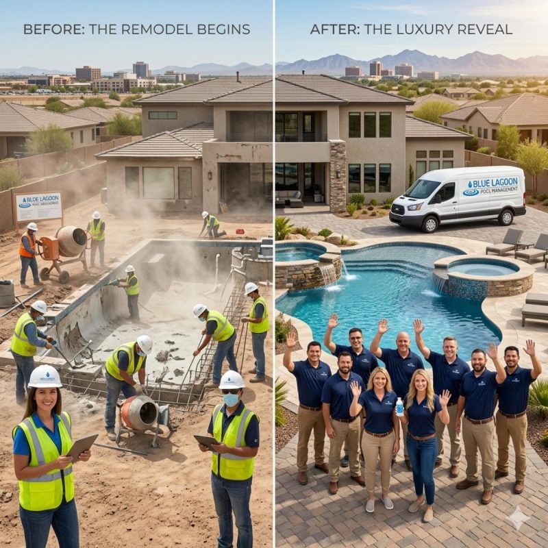 Pool Remodeling in Gilbert AZ by Blue Lagoon Pool Management, Weekly Pool Service