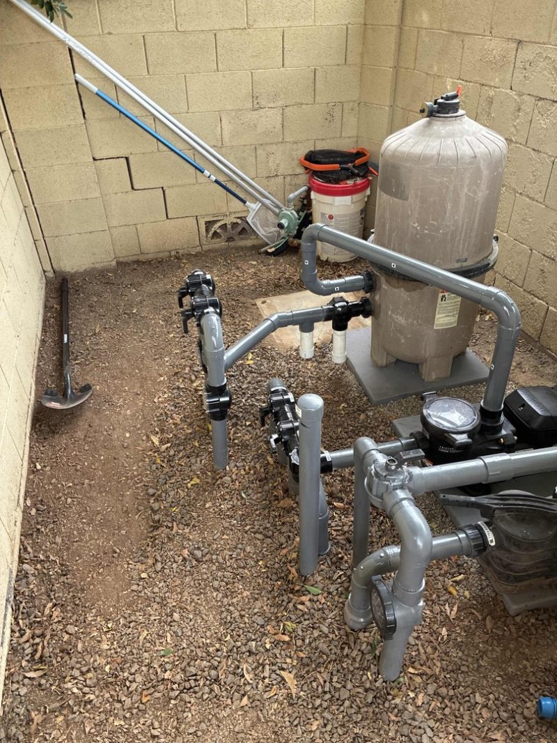 Pool pump installation in Gilbert, AZ - new pool pump and plumbing installed by Blue Lagoon Pool Management