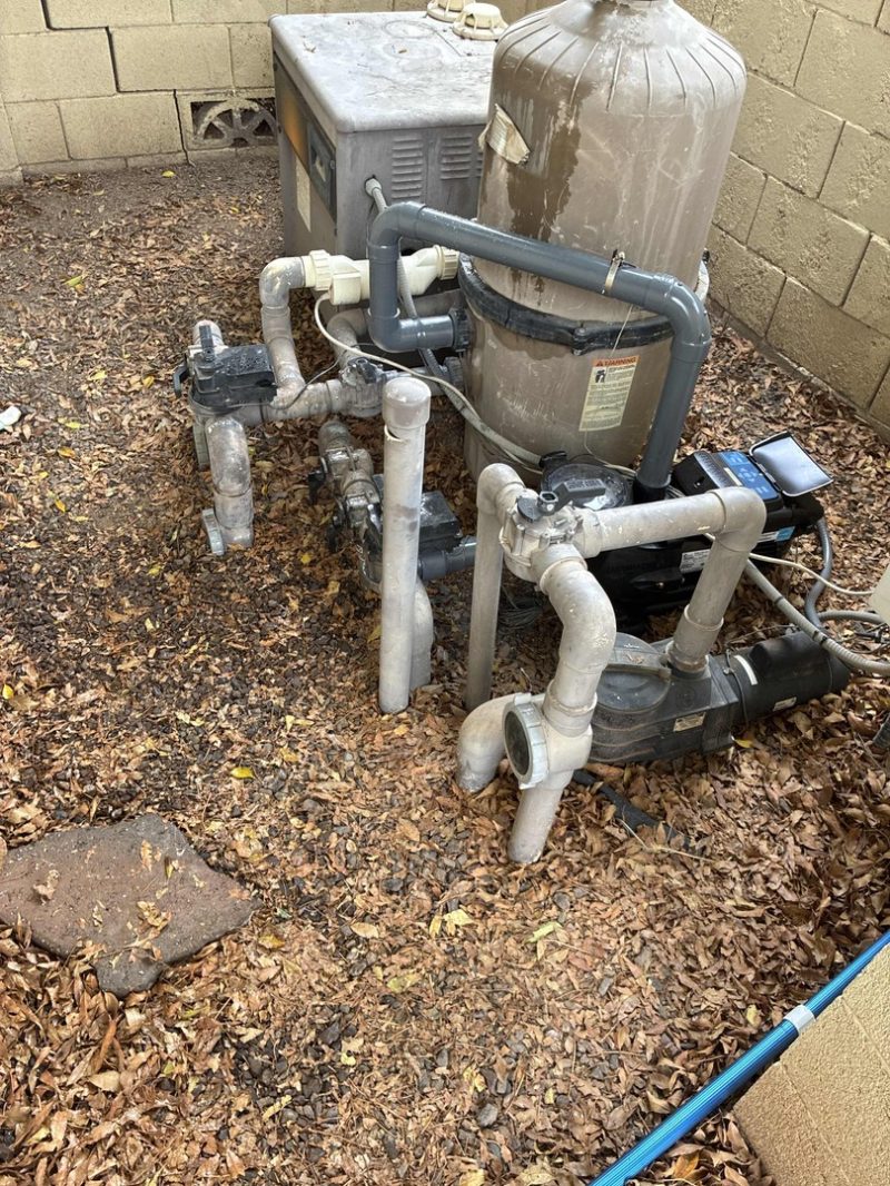 Pool filter sand change in Gilbert, AZ - sand filter tank serviced by Blue Lagoon Pool Management