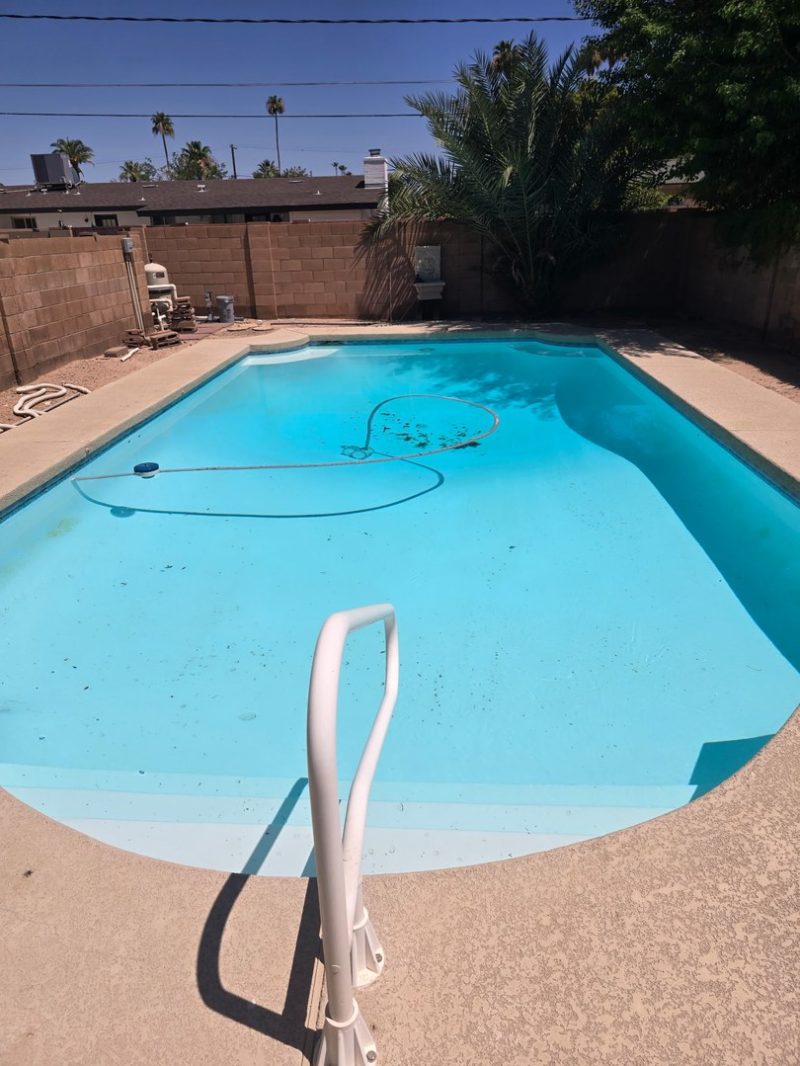 Weekly pool service in Gilbert, AZ - clean backyard pool maintained by Blue Lagoon Pool Management